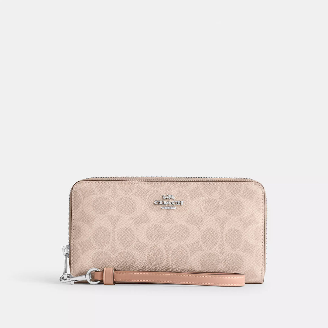 COACH |  Long Zip Around Wallet In Signature Canvas | Cartera rosa
