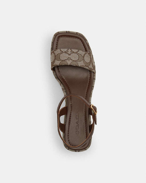 COACH | Gale Wedge Sandal In Signature Jacquard | Sandalias de cuña