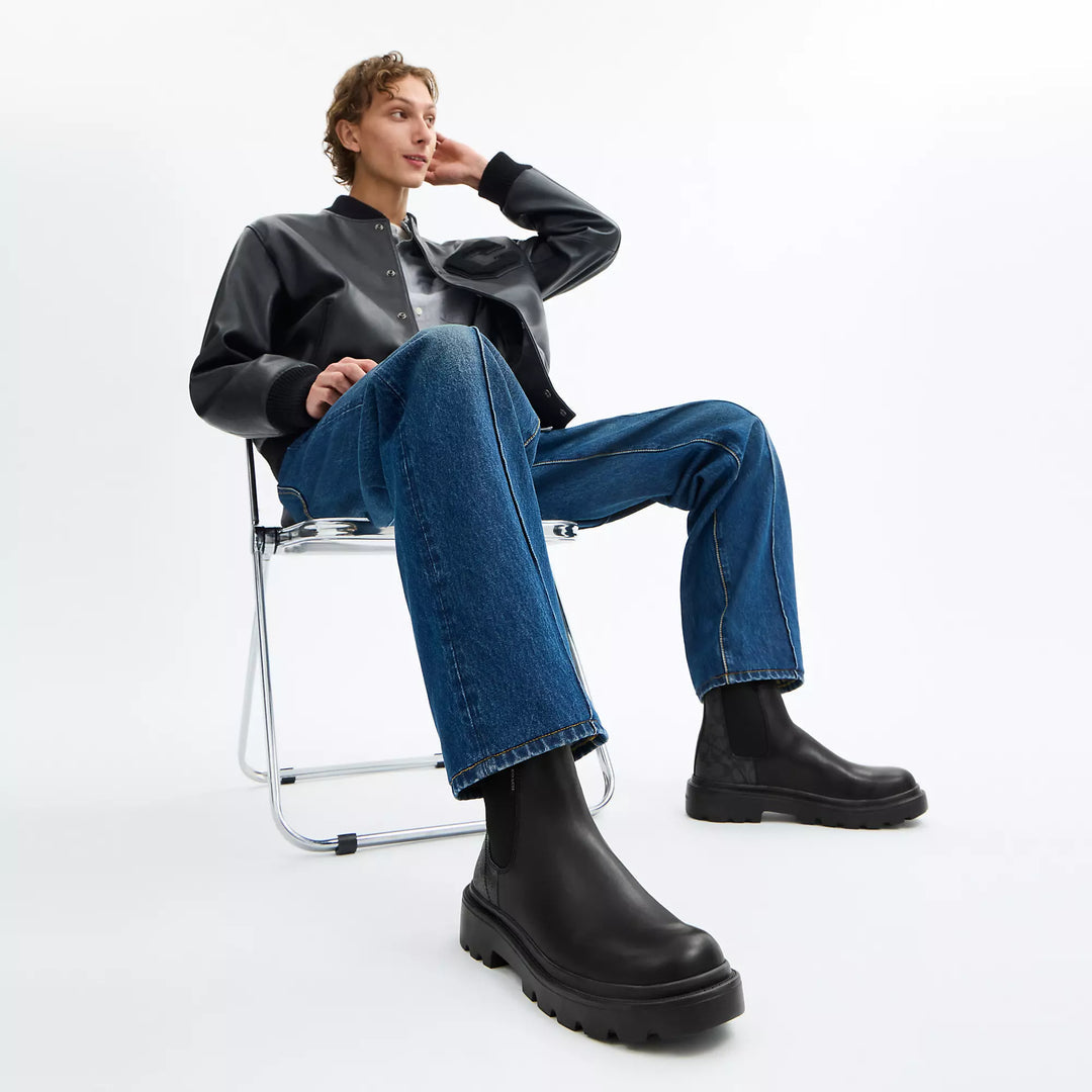 COACH | Chelsea Boot With Signature Canvas | botas negras de hombre
