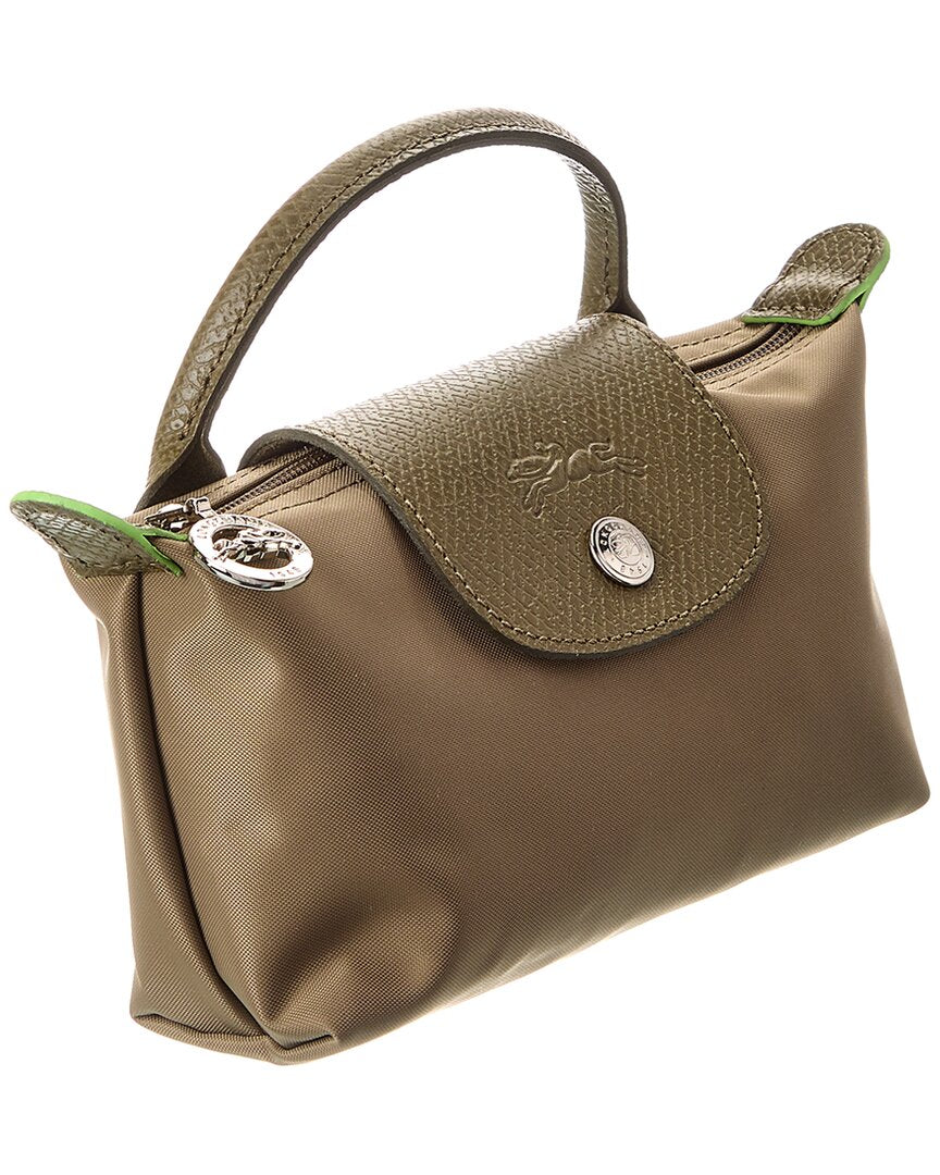 LONGCHAMP | 
Le Pliage Green Canvas Pouch With Handle | Bolsa de lujo