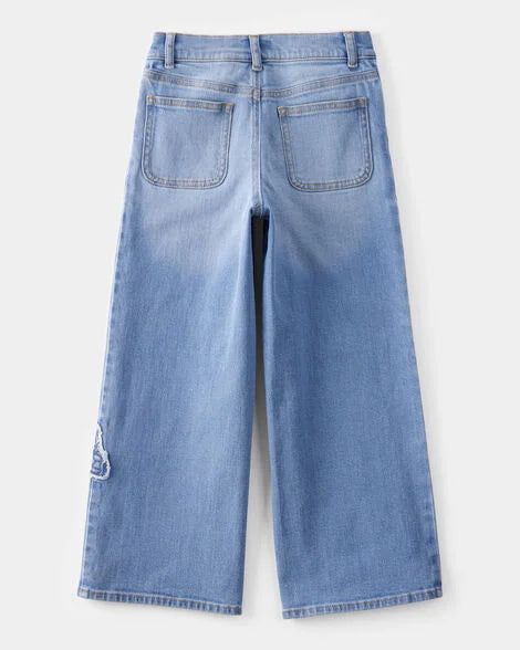 OshKosh B'gosh| Girls Baggy Butterfly Embroidered Jeans | Jeans tipo Baggy con diseño de mariposa.