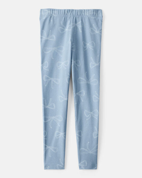 Carter's | 
Girls Cotton Bow Stretch Leggings - Blue | Leggin azul con flores para niñas