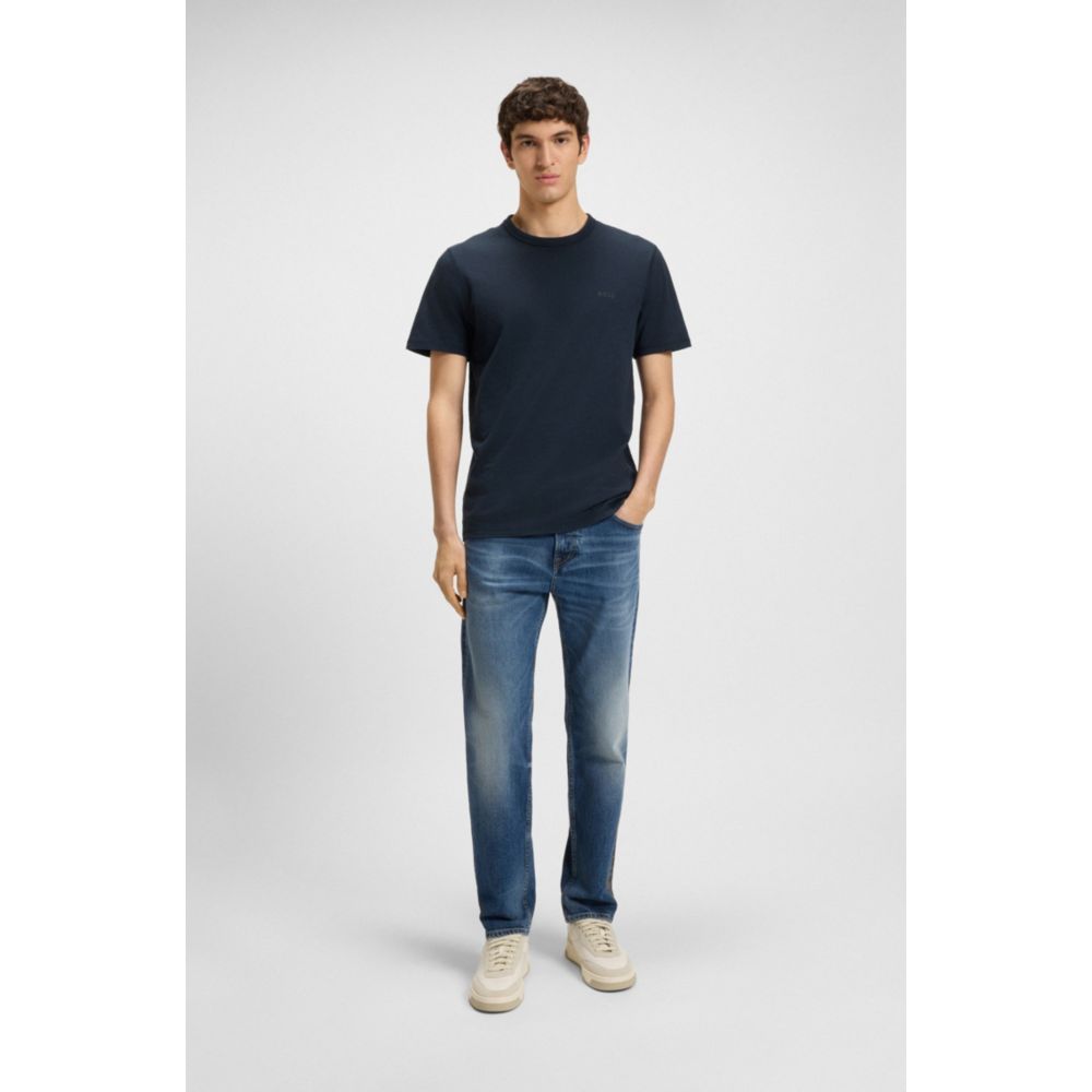 𝐁𝐎𝐒𝐒 Camiseta de corte regular de algodón flameado con detalle de logotipo MSM75