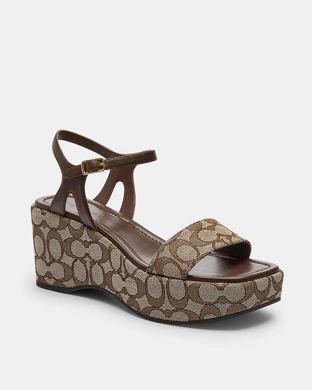 COACH | Gale Wedge Sandal In Signature Jacquard | Sandalias de cuña