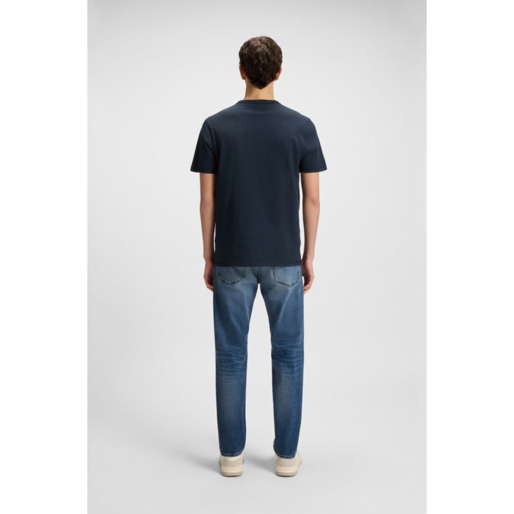 𝐁𝐎𝐒𝐒 Camiseta de corte regular de algodón flameado con detalle de logotipo MSM75