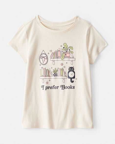 Carter's | 
Girls I Prefer Books Short-Sleeve Graphic Tee - White | Playera infantil