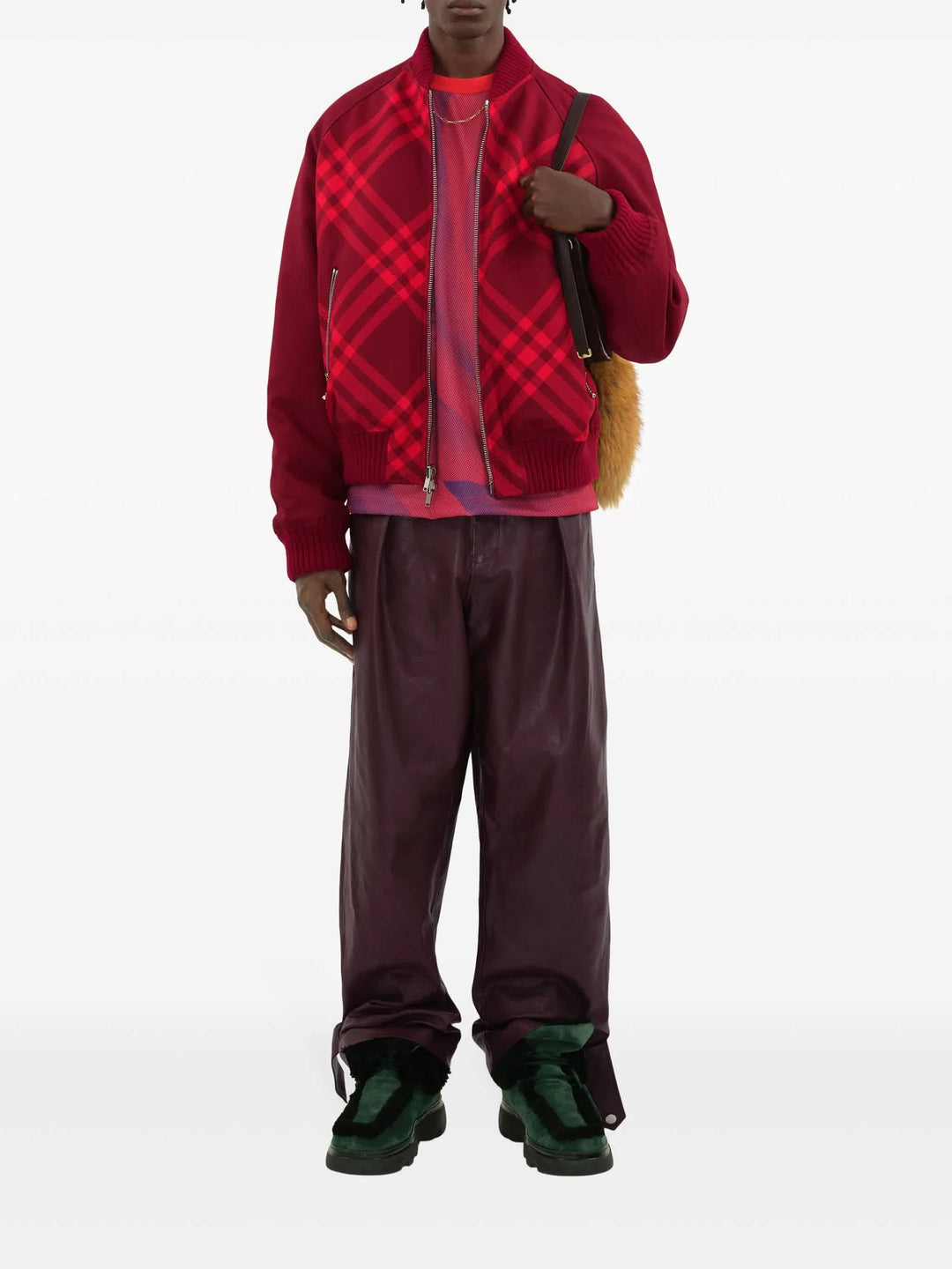 𝐁𝐔𝐑𝐁𝐄𝐑𝐑𝐘 ☑️                  Chaqueta bomber reversible con estampado de cuadros ondulados para hombre