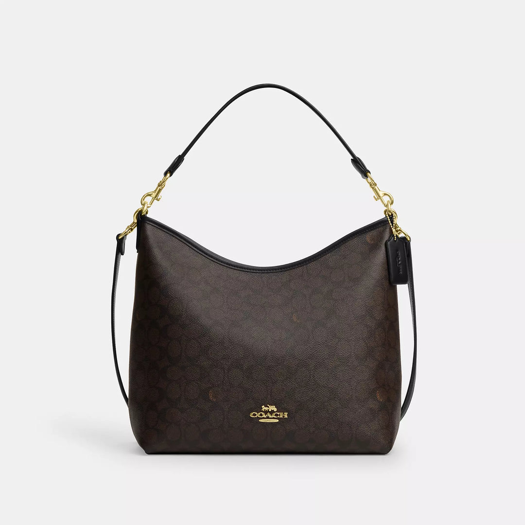 COACH | Laurel Large Shoulder Bag In Signature Canvas | Bolso café de mujer