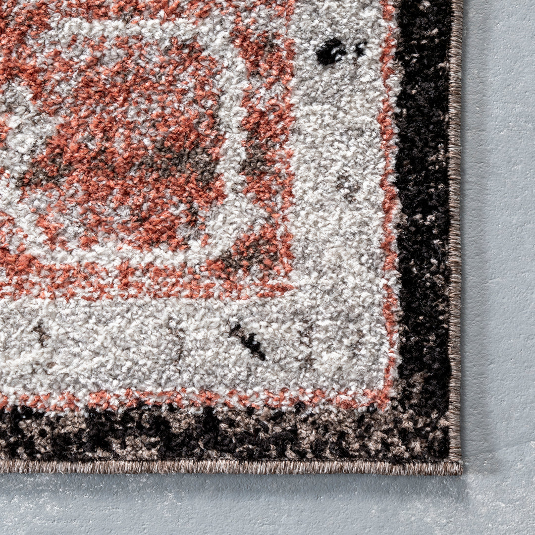 𝐍𝐔𝐋𝐎𝐎𝐌 Alfombra Deanna de mezcla de algodón con medallón tradicional desgastado NU029