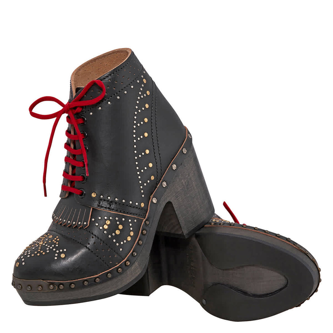 𝐁𝐔𝐑𝐁𝐄𝐑𝐑𝐘 ☑️ Botas tipo zueco de tacón cuadrado de cuero Antrim remachado