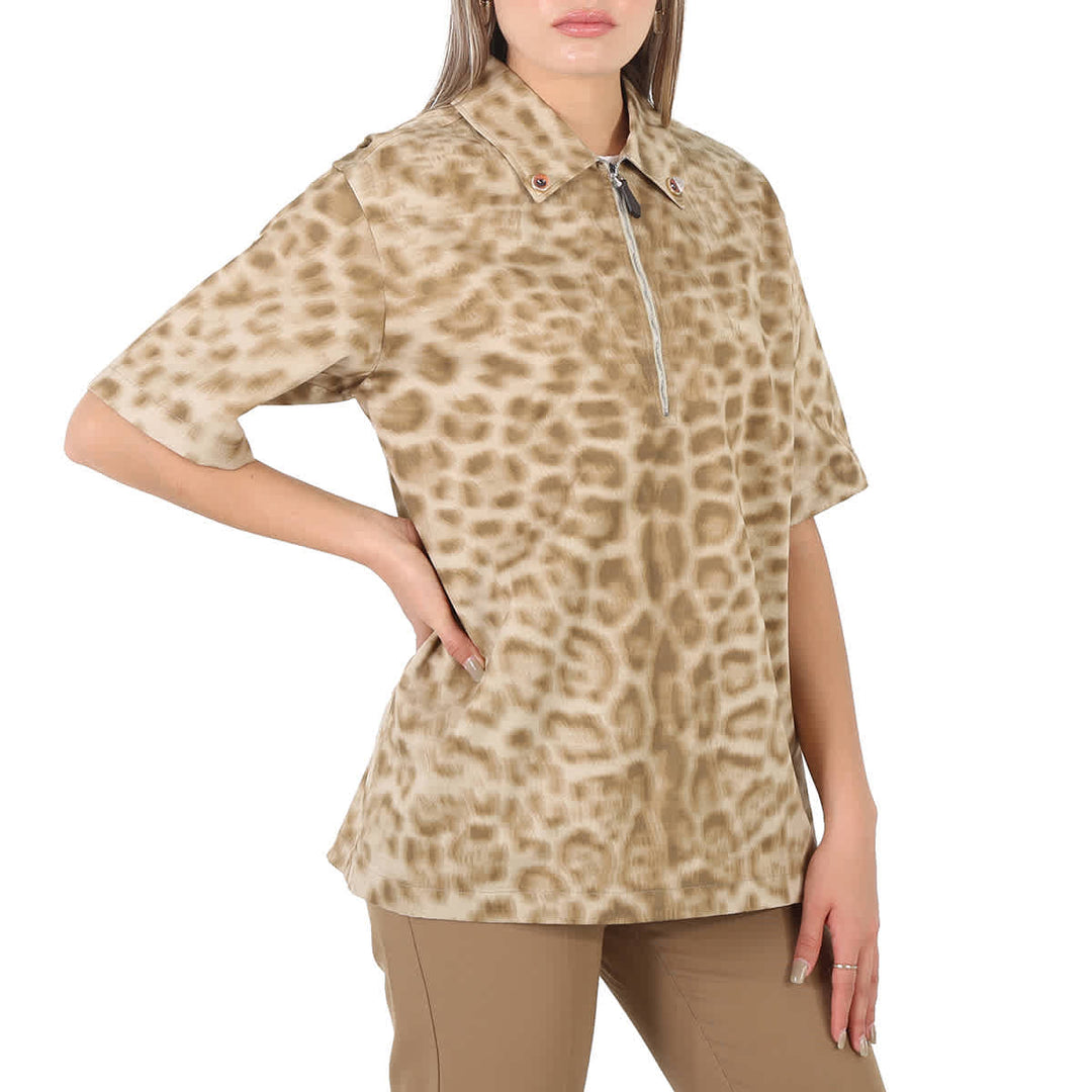 𝐁𝐔𝐑𝐁𝐄𝐑𝐑𝐘 ☑️ Camisa oversize de algodón de manga corta con estampado animal para mujer