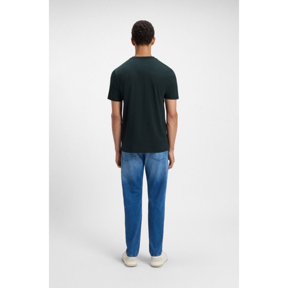 𝐁𝐎𝐒𝐒 Camiseta de jersey de algodón con logotipo estampado en goma MSM72