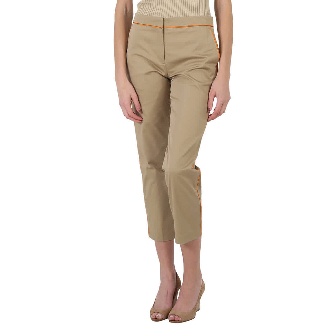 𝐁𝐔𝐑𝐁𝐄𝐑𝐑𝐘 ☑️ Pantalones chinos de algodón cropped con ribete de seda para mujer