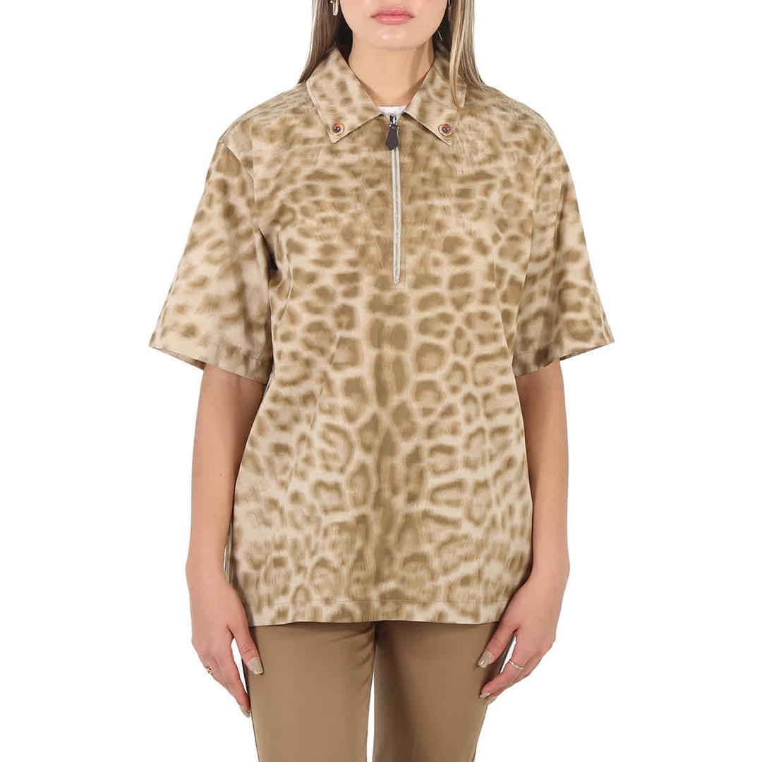 𝐁𝐔𝐑𝐁𝐄𝐑𝐑𝐘 ☑️ Camisa oversize de algodón de manga corta con estampado animal para mujer