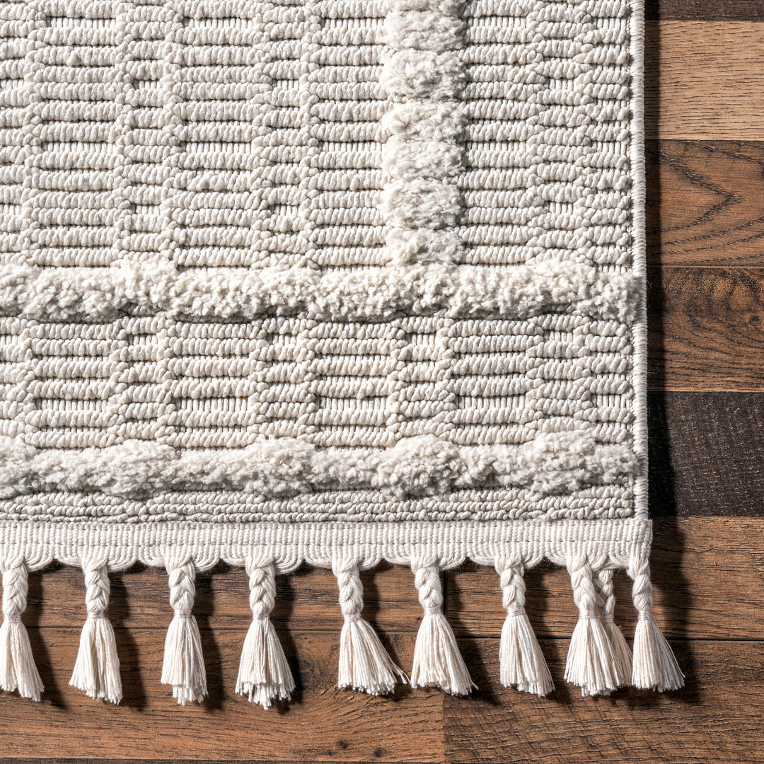 𝐍𝐔𝐋𝐎𝐎𝐌 Alfombra informal con borlas y rayas Annella NU033