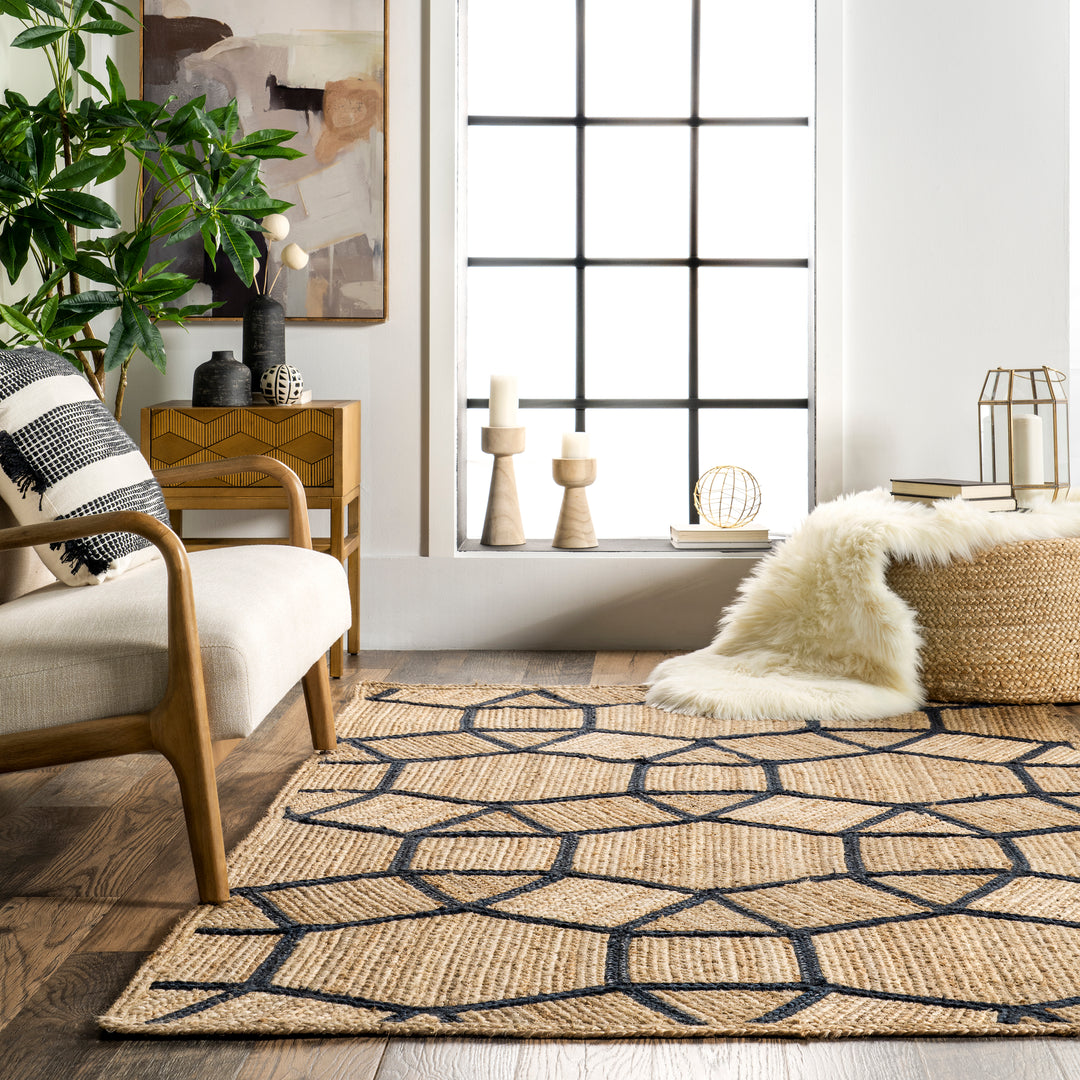 𝐍𝐔𝐋𝐎𝐎𝐌 Alfombra de yute con diseño de joya de Rozalia NU013