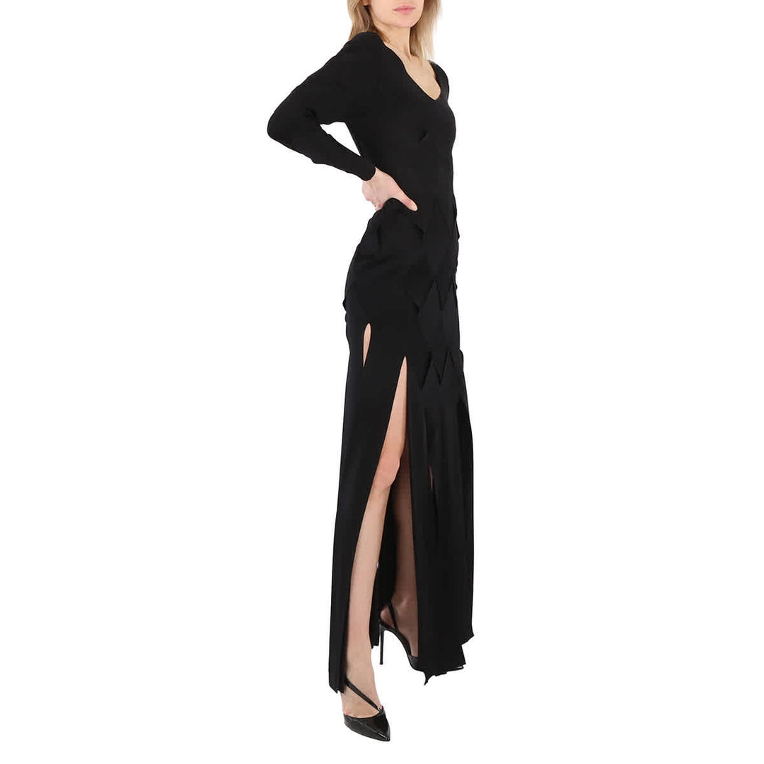 𝐁𝐔𝐑𝐁𝐄𝐑𝐑𝐘 ☑️ Vestido de punto con paneles de manga larga Anatori negro para mujer