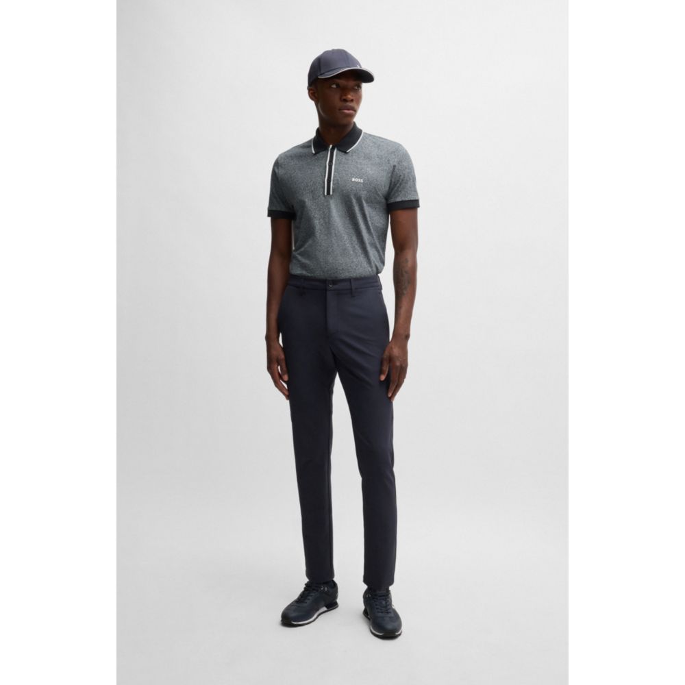 𝐁𝐎𝐒𝐒 Polo de algodón mouliné con ribetes de rayas
MSM67