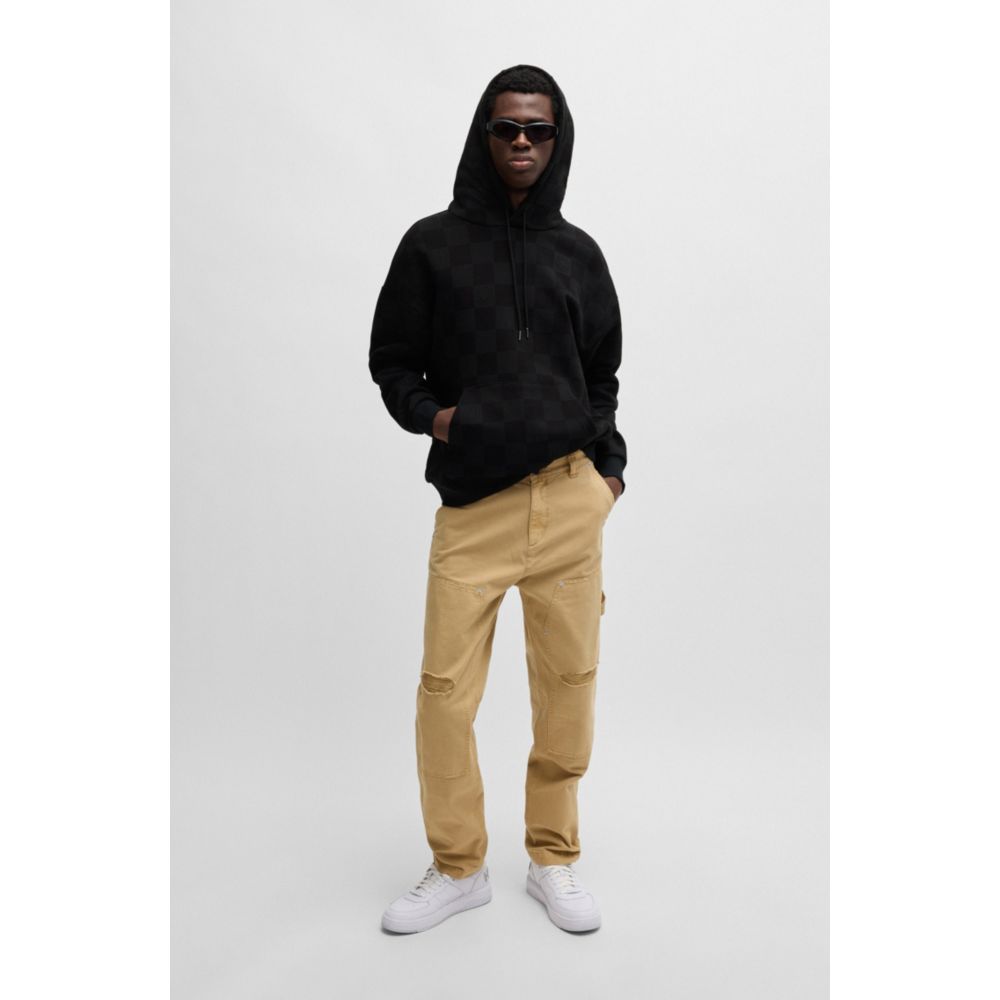 𝐇𝐔𝐆𝐎 Sudadera holgada con capucha de algodón de rizo y estampado de cuadros
MSM61