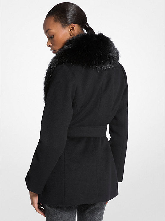 ššššššš šššš    Abrigo de mezcla de lana con ribete de piel sintĆ©tica               MK0061