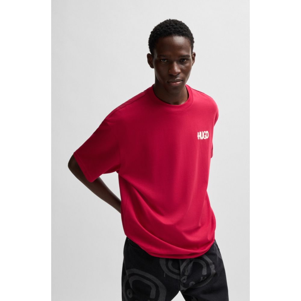 𝐁𝐎𝐒𝐒 Camiseta de jersey de algodón con logotipo feliz
MSM71