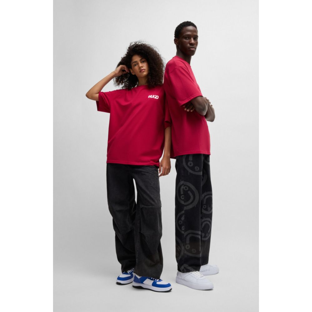 𝐁𝐎𝐒𝐒 Camiseta de jersey de algodón con logotipo feliz
MSM71