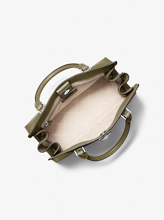 ššššššš šššš     Bolso satchel mediano de piel y rayas con relieve de serpiente de Hamilton MK0079