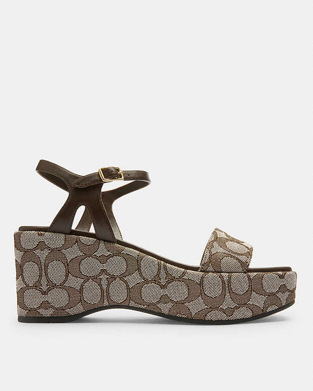 COACH | Gale Wedge Sandal In Signature Jacquard | Sandalias de cuña