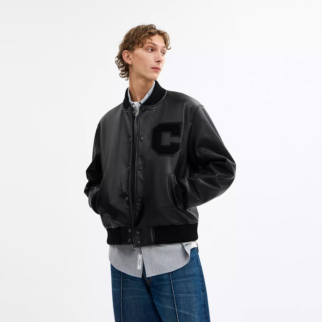 COACH | Leather Varsity Jacket | chamarra de caballero