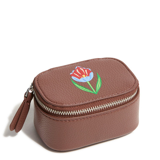 VERA BRADLEY | Faux Leather Mini Zip Case | Neceser café