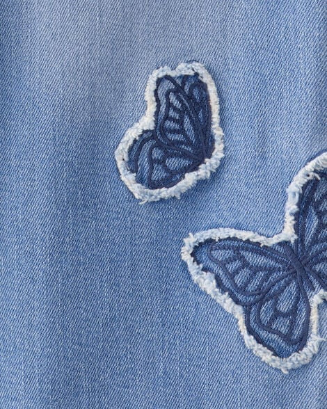 OshKosh B'gosh| Girls Baggy Butterfly Embroidered Jeans | Jeans tipo Baggy con diseño de mariposa.