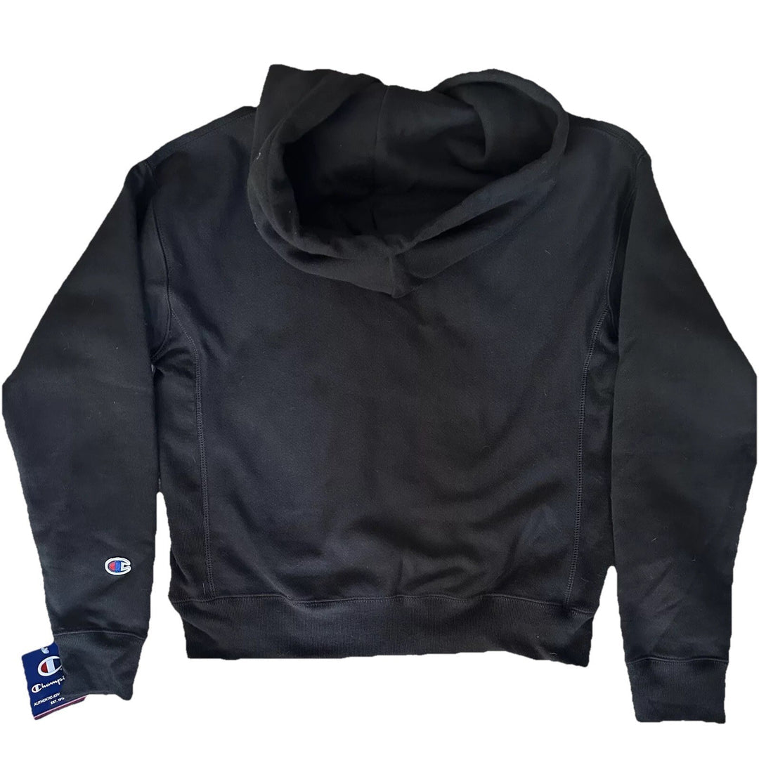 𝐂𝐇𝐀𝐌𝐏𝐈𝐎𝐍                              Sudadera con capucha de tejido inverso para mujer, color negro, manga larga, Srt656 MSM47