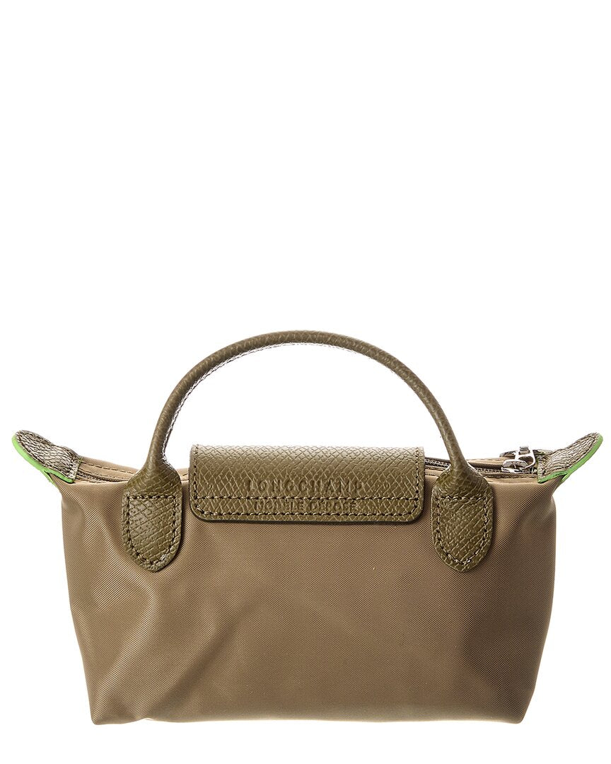 LONGCHAMP | 
Le Pliage Green Canvas Pouch With Handle | Bolsa de lujo