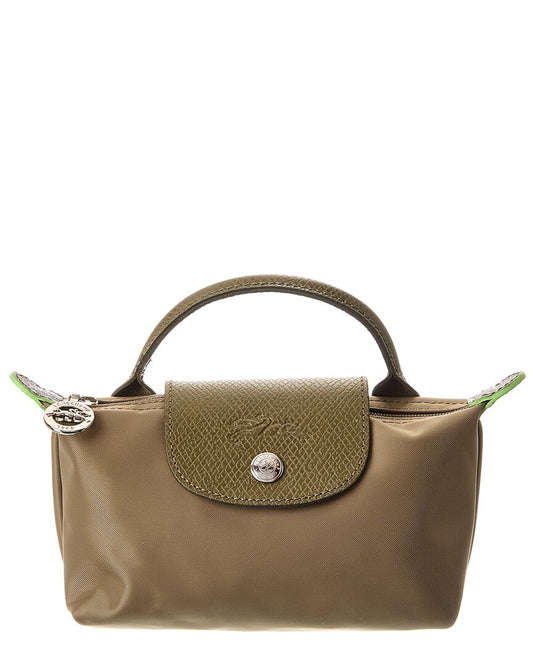 LONGCHAMP | 
Le Pliage Green Canvas Pouch With Handle | Bolsa de lujo