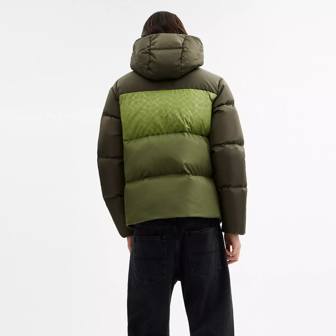 COACH | Colorblock Down Jacket | chamarra de hombre verde