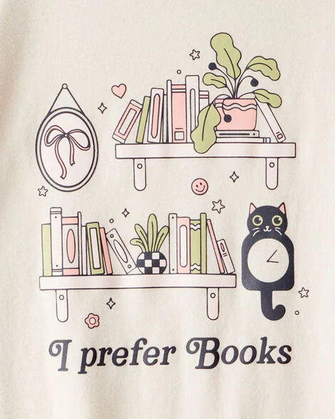 Carter's | 
Girls I Prefer Books Short-Sleeve Graphic Tee - White | Playera infantil