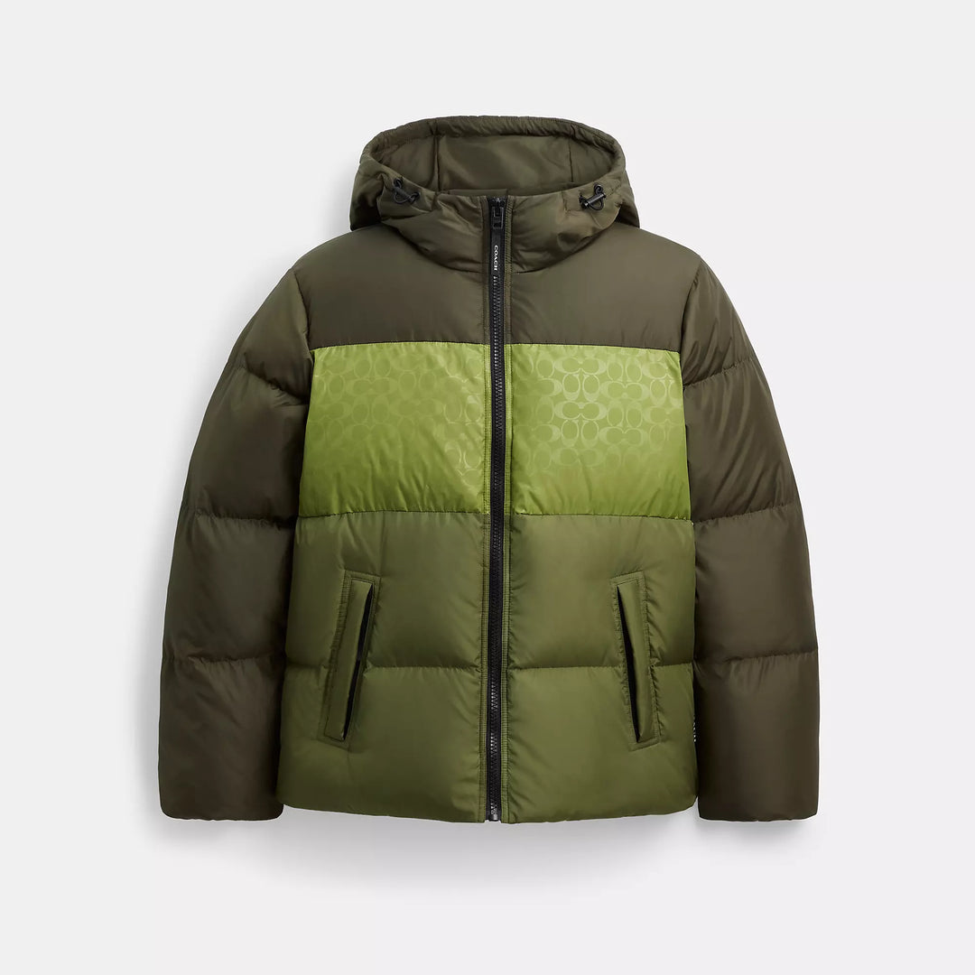 COACH | Colorblock Down Jacket | chamarra de hombre verde