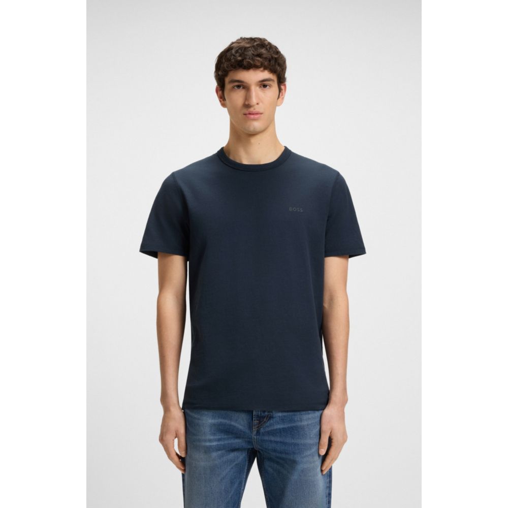 𝐁𝐎𝐒𝐒                                        Camiseta de corte regular de algodón flameado con detalle de logotipo                                  MSM75