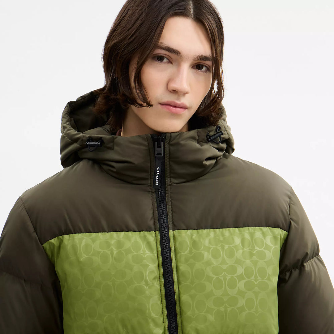 COACH | Colorblock Down Jacket | chamarra de hombre verde