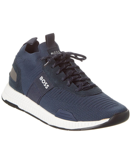 𝐇𝐔𝐆𝐎 𝐁𝐎𝐒𝐒                           Zapatillas deportivas con ribete de cuero de titanio                  MSM57