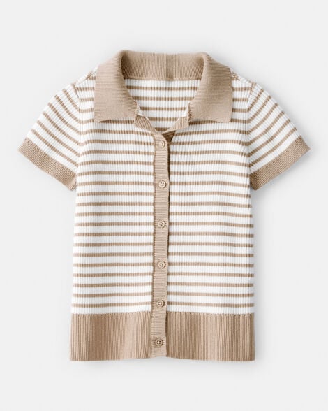 Carter's |
Girls Striped Button-Down Short-Sleeve Tee | Camisa de manga corta con botones a rayas para niñas.