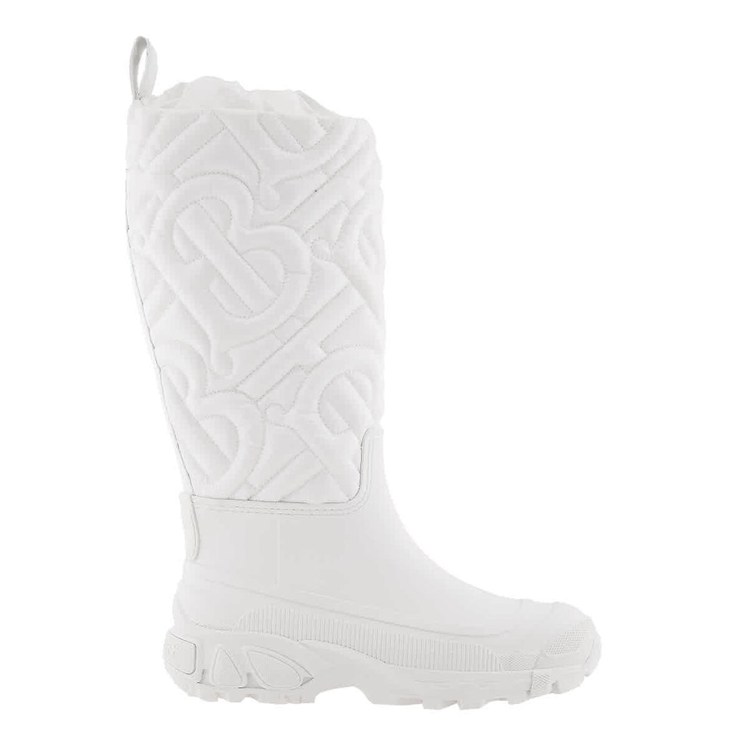 𝐁𝐔𝐑𝐁𝐄𝐑𝐑𝐘 ☑️                     Botas de lluvia Rotherfield acolchadas con monograma en blanco óptico