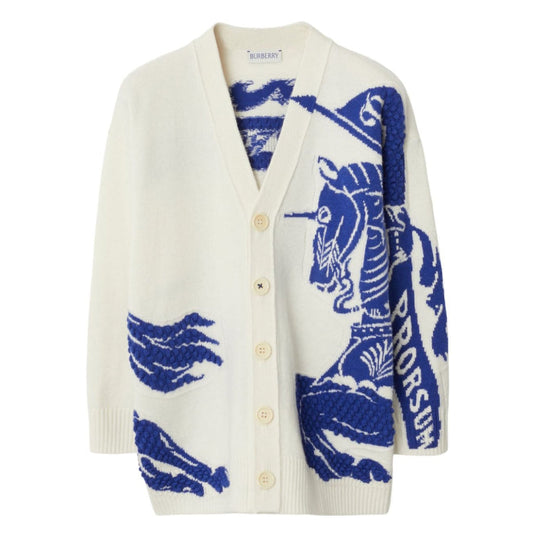 𝐁𝐔𝐑𝐁𝐄𝐑𝐑𝐘 ☑️            Cárdigan de punto intarsia de caballero ecuestre