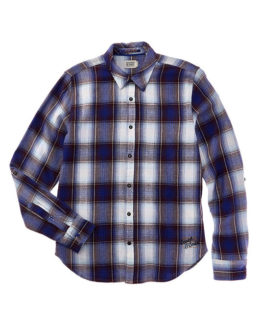 𝐒𝐂𝐎𝐓𝐂𝐇 & 𝐒𝐎𝐃𝐀                          Camisa de cuadros teñida en hilo de corte regular
MSM98