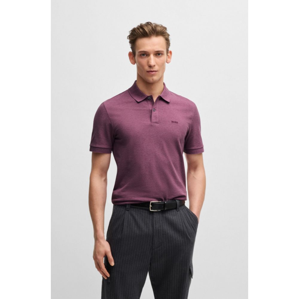 𝐁𝐎𝐒𝐒                                         Polo Pallas de piqué de algodón con detalles de logotipo
MSM69