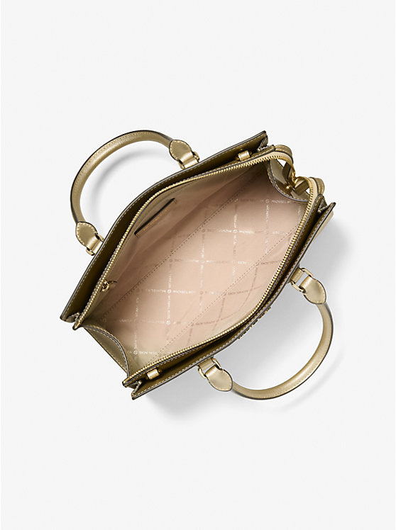 𝐌𝐈𝐂𝐇𝐀𝐄𝐋 𝐊𝐎𝐑𝐒     Bolso satchel mediano metálico Sheila    MK0099