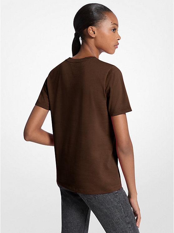 𝐌𝐈𝐂𝐇𝐀𝐄𝐋 𝐊𝐎𝐑𝐒 Camiseta de algodón con logotipo de lentejuelas MK00102