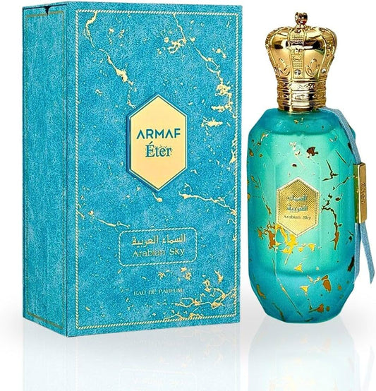 𝐀𝐑𝐌𝐀𝐅                       Arabian Sky EDP Spray 100ML | Una mezcla celestial de aromas cítricos, florales y amaderados    PER25