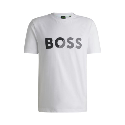 𝐁𝐎𝐒𝐒                                     camiseta de jersey de algodón con logotipo grande                                       MSM73