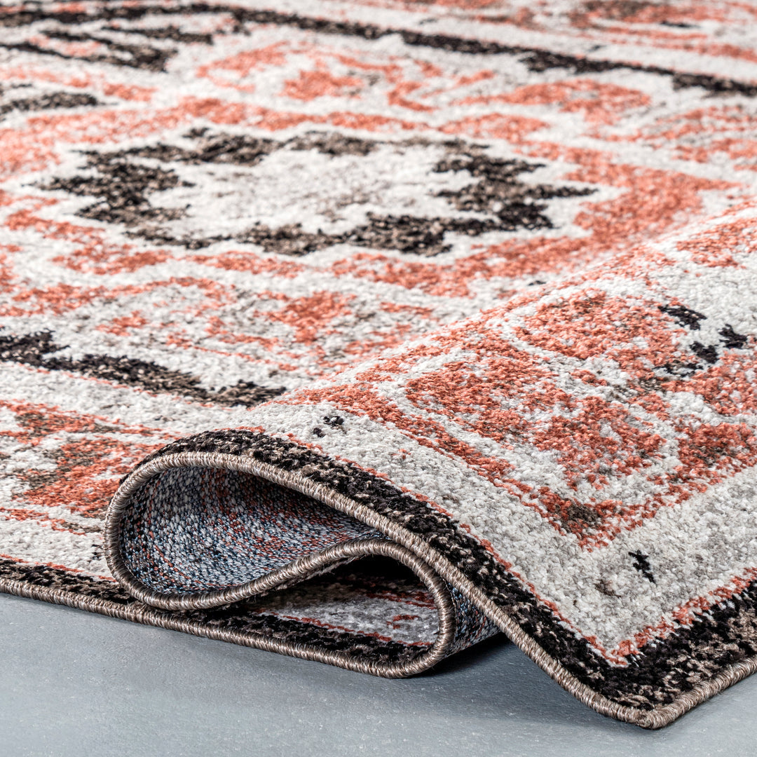 𝐍𝐔𝐋𝐎𝐎𝐌           Alfombra Deanna de mezcla de algodón con medallón tradicional desgastado            NU029